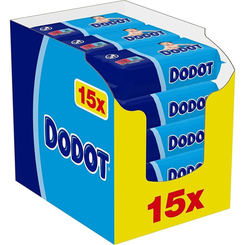 Toallitas DODOT húmedas infantiles con fibras de origen vegetal recambio 64 unidades - 15 paquetes
