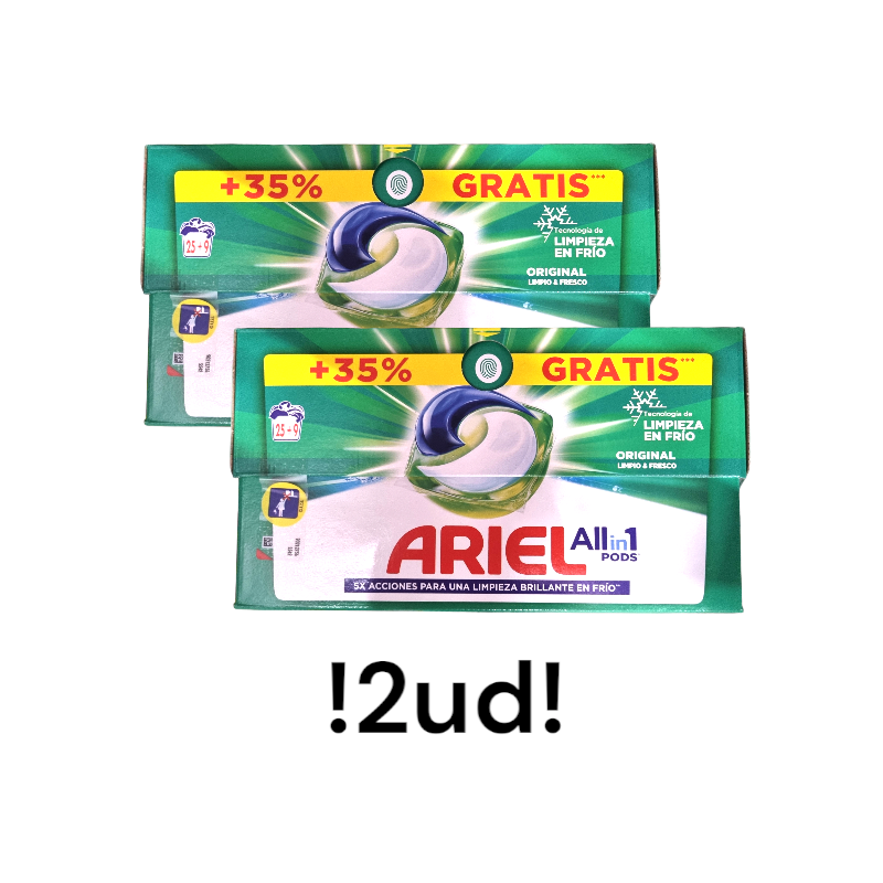 Detergente ARIEL All-in-1 Pods 2ud de 25+9 (68 capsulas en total) máquina liquido
