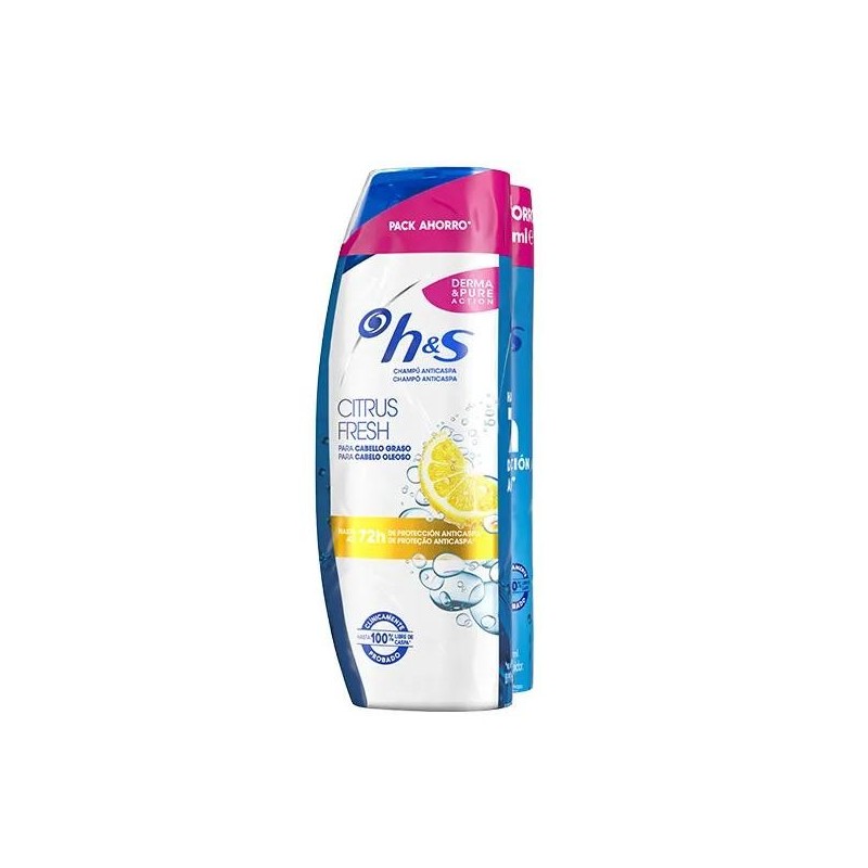 6ud Champú H&S anticaspa Citrus Fresh frasco 400 ml para cabello graso - 3 pack de 2x400ml