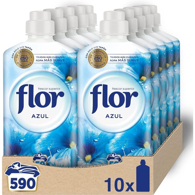 Suavizante ropa FLOR Azul concentrado 59 dosis x 10ud - 590 lavados