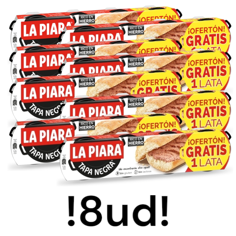Paté de hígado de cerdo Tapa Negra La Piara pack de 4 unidades de 75 g - 8 unidades (32 latas en total)