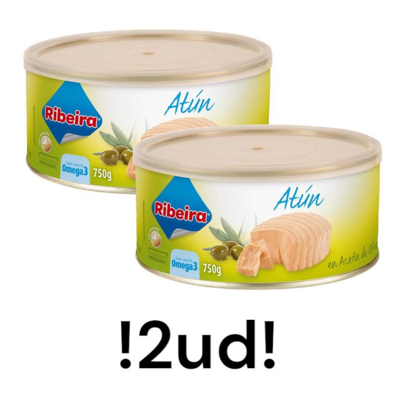 Atún en aceite de oliva Ribeira 2 unidades de 650 g (750g neto)