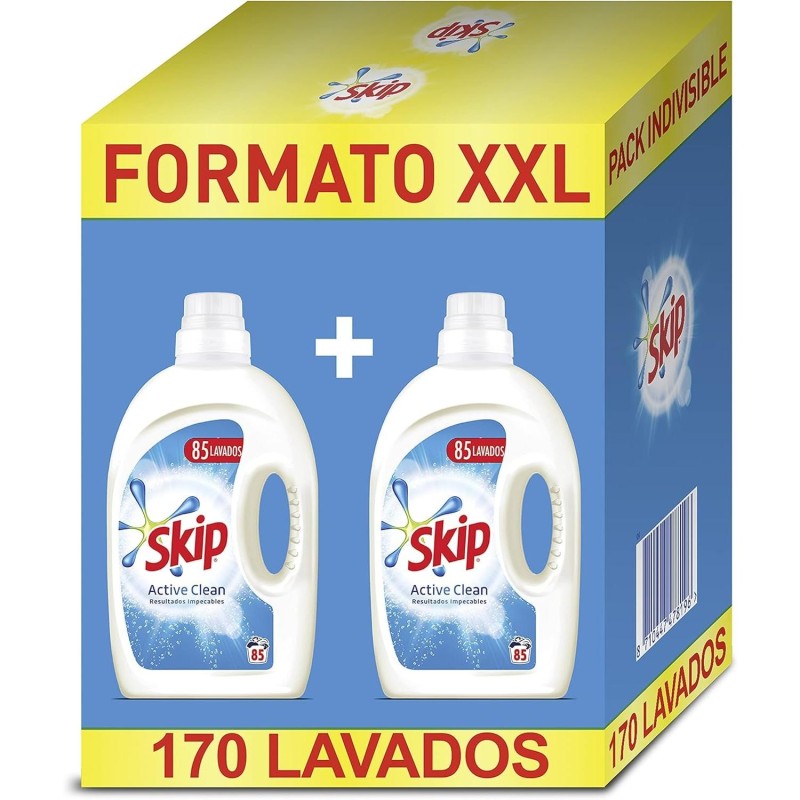 Detergente Líquido SKIP Pack Ahorro Active Clean 170 lavados 85x2