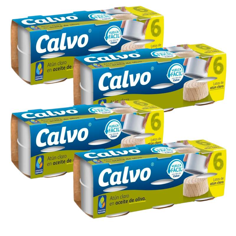 Atún claro en aceite de oliva Calvo pack de 6 latas de 52 g - 4 UD -