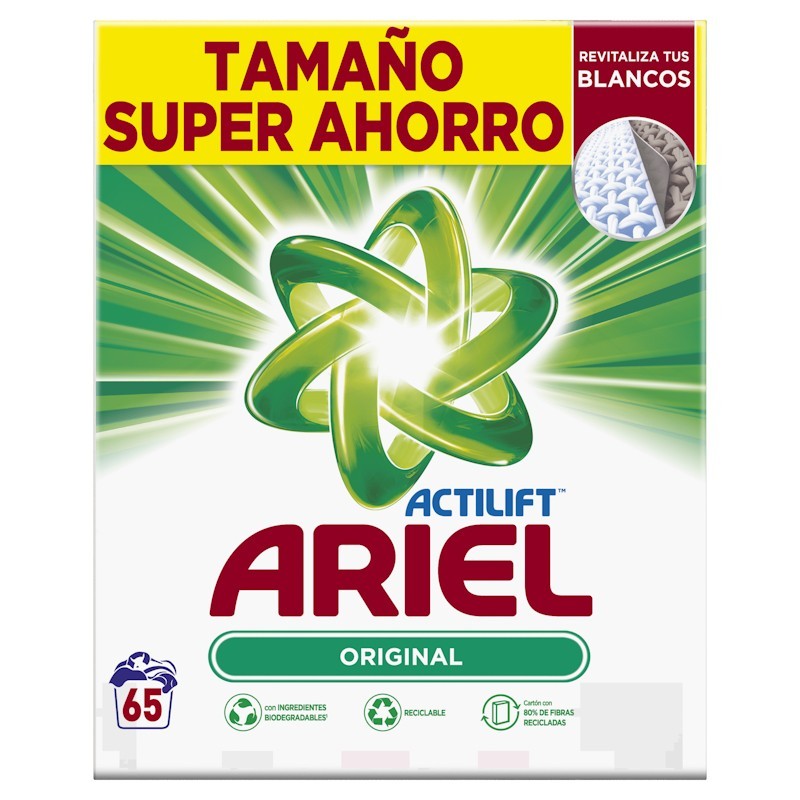 Detergente en polvo Original ARIEL Actilift 65 lavados