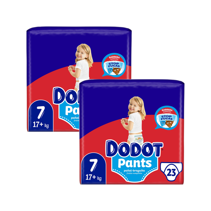 DODOT Pants pañal - braguita unisex +17kg talla 7 paquete 23 unidades - 2 unidades - 46 pañales total