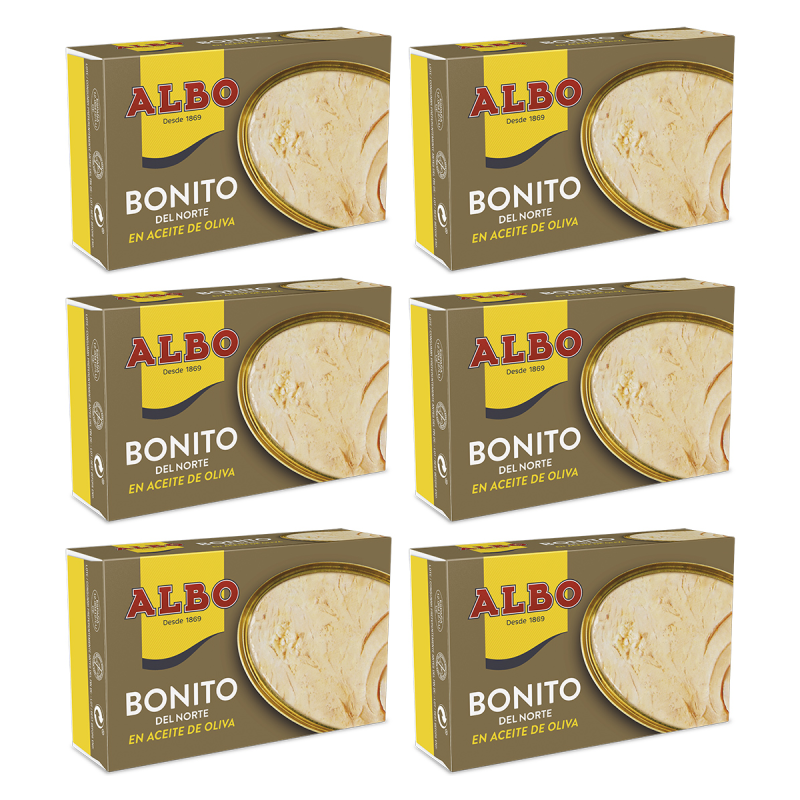 6ud ALBO Bonito del norte en aceite de oliva lata 82 g neto escurrido