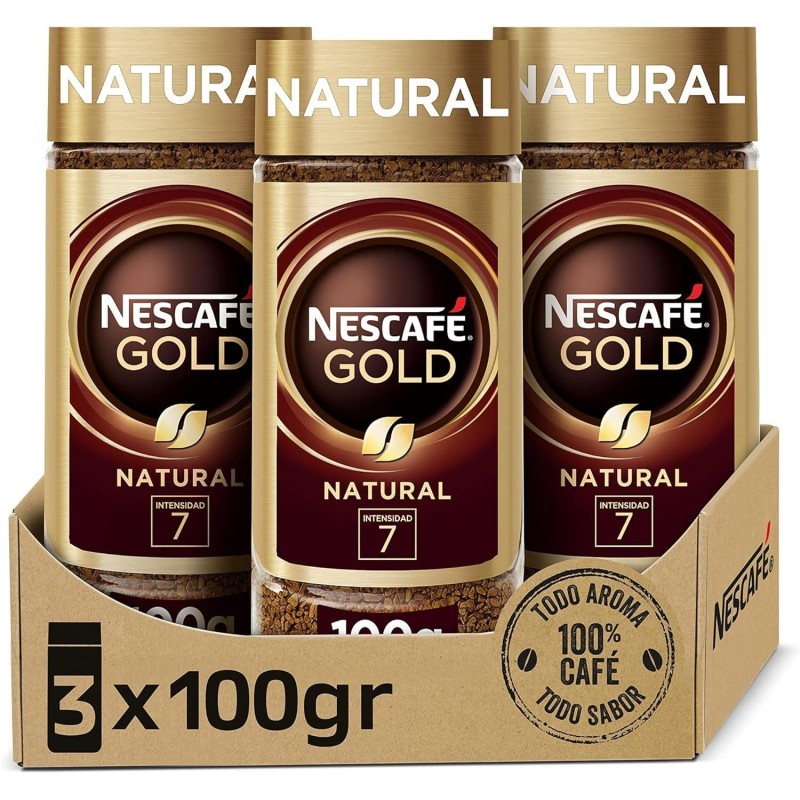 3ud NESCAFE GOLD café soluble con café arábica intensidad 7 frasco 100 g - 3 unidades