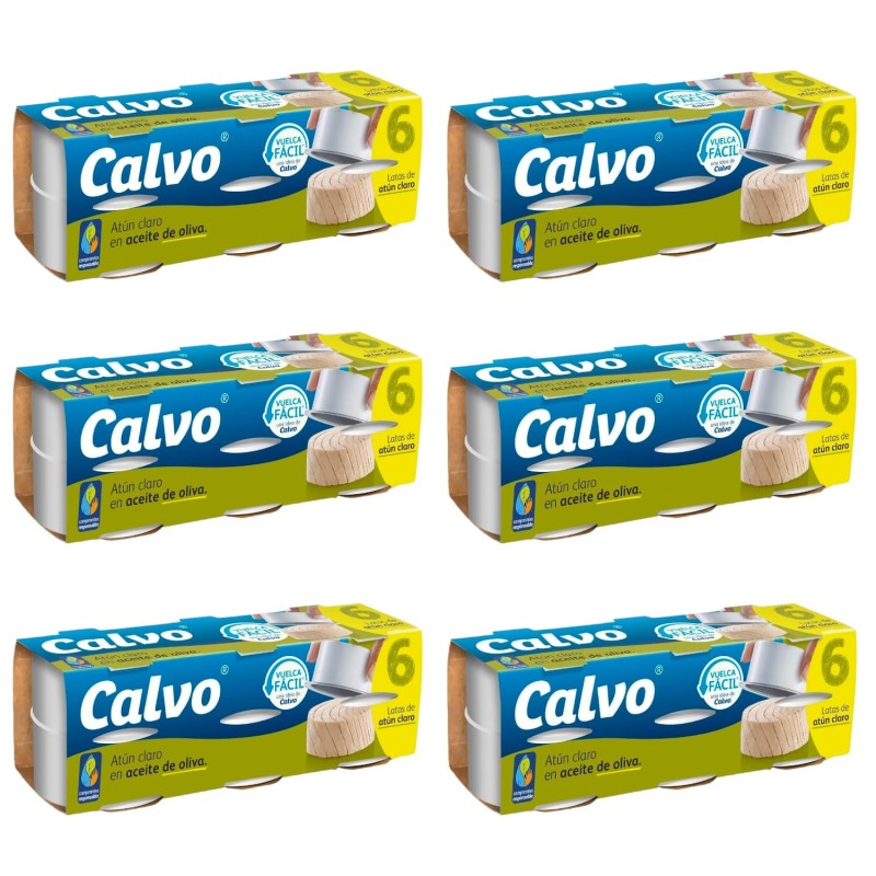 Atún claro en aceite de oliva Calvo pack de 6 latas de 52 g - 6 UD -
