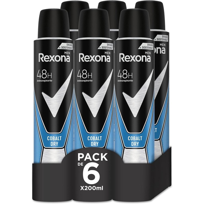 Desodorante REXONA MEN Cobalt Dry Spray 200ml - 6 unidades (3 pack de 2)