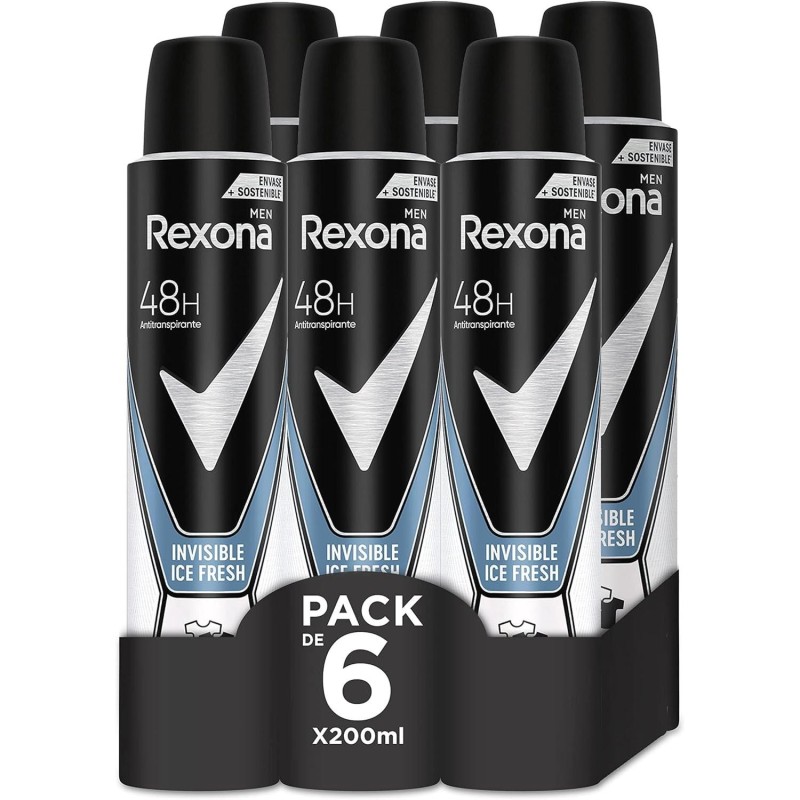 Desodorante REXONA MEN Invisible Ice Fresh Spray 200ml - 6 unidades